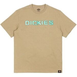 Dickies Tan Short-Sleeve Tee with Aqua Logo